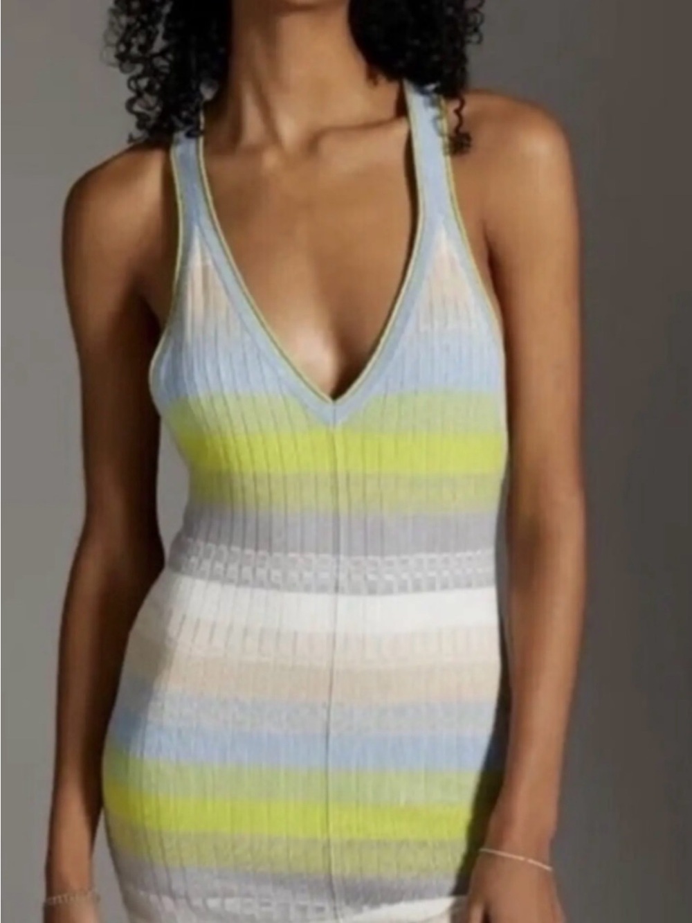 Anthropologie Daily Practice Striped Knit V-Neck Dress in large Athleisure